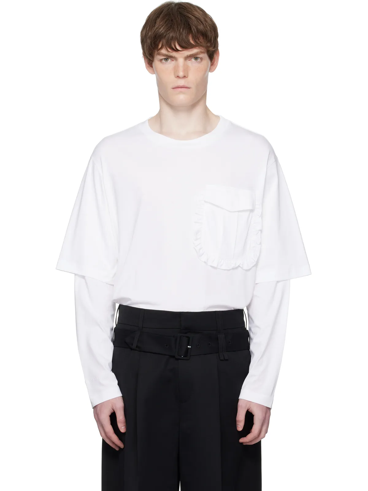 Simone Rocha Ruffle Pocket レイヤード 長袖Tシャツ - 画像1