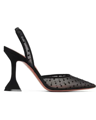 Amina Muaddi ブラック Holli 95 レース スリングバックヒール - サムネイル1