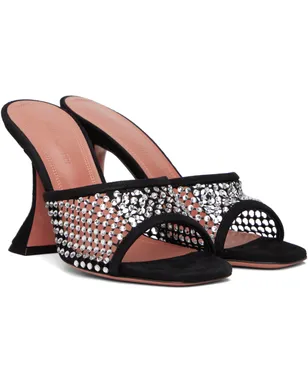 Amina Muaddi Lupita Crystal Net ヒールサンダル - サムネイル4