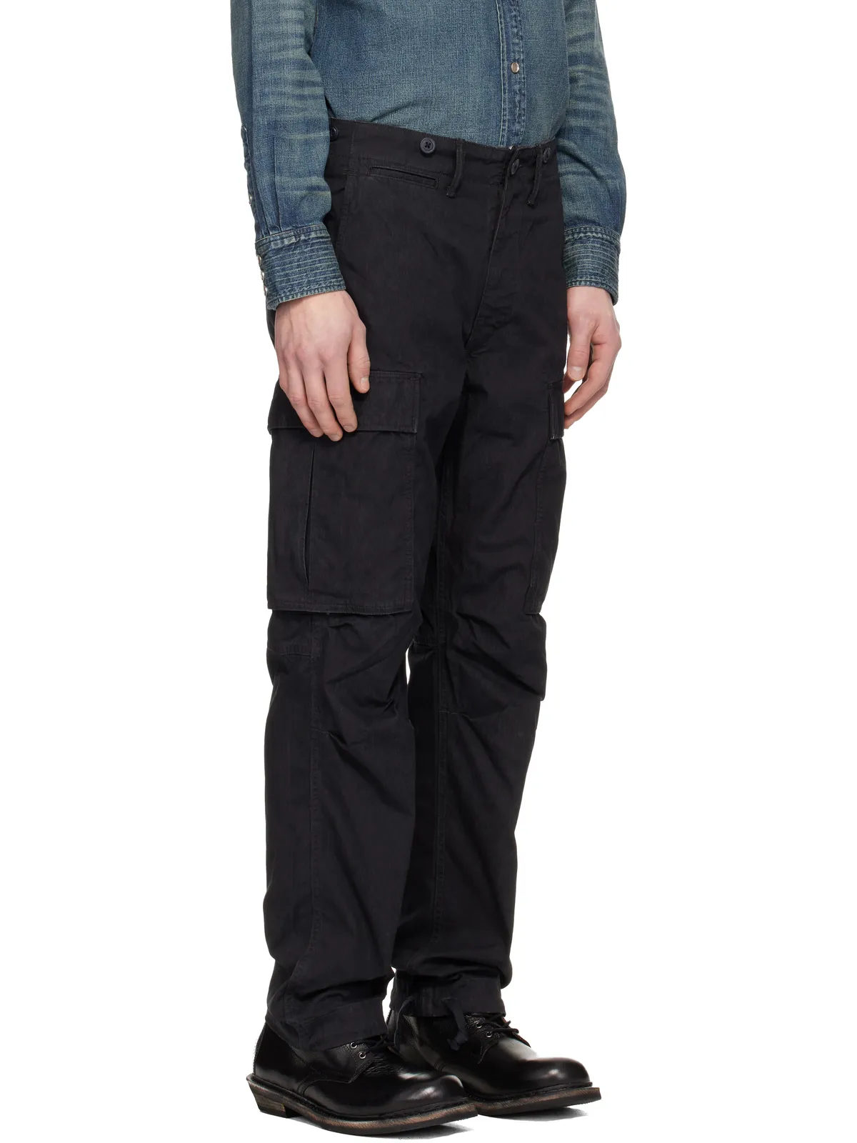 RRL ブラック Surplus Poplin カーゴパンツ - 画像2