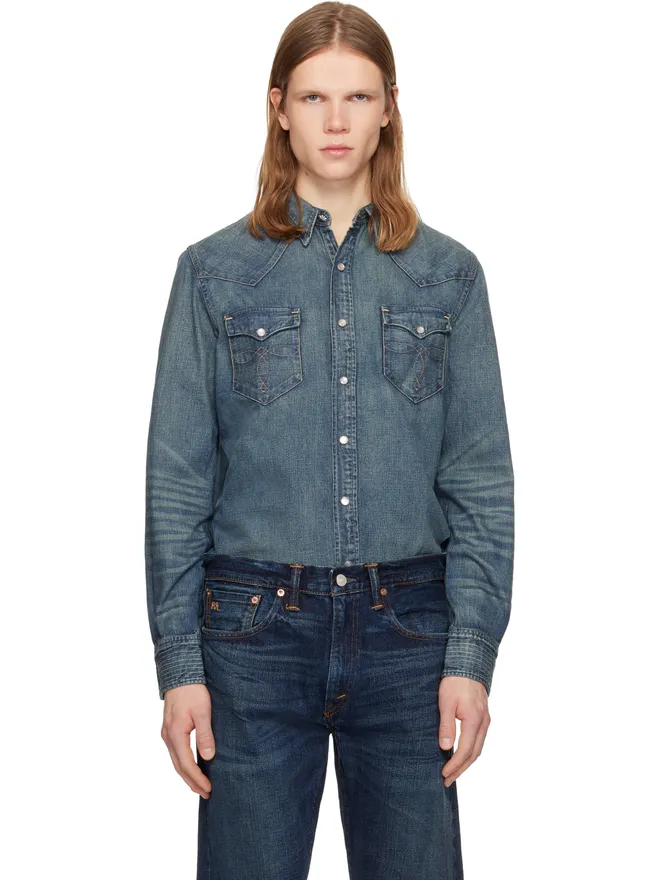 RRL RRL スリムフィット デニム ウエスタンシャツの商品画像