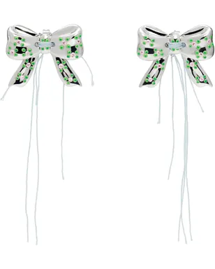 I'm Sorry by Petra Collins SSENSE限定 シルバー D'heygereエディション Bow Button ピアス - サムネイル1