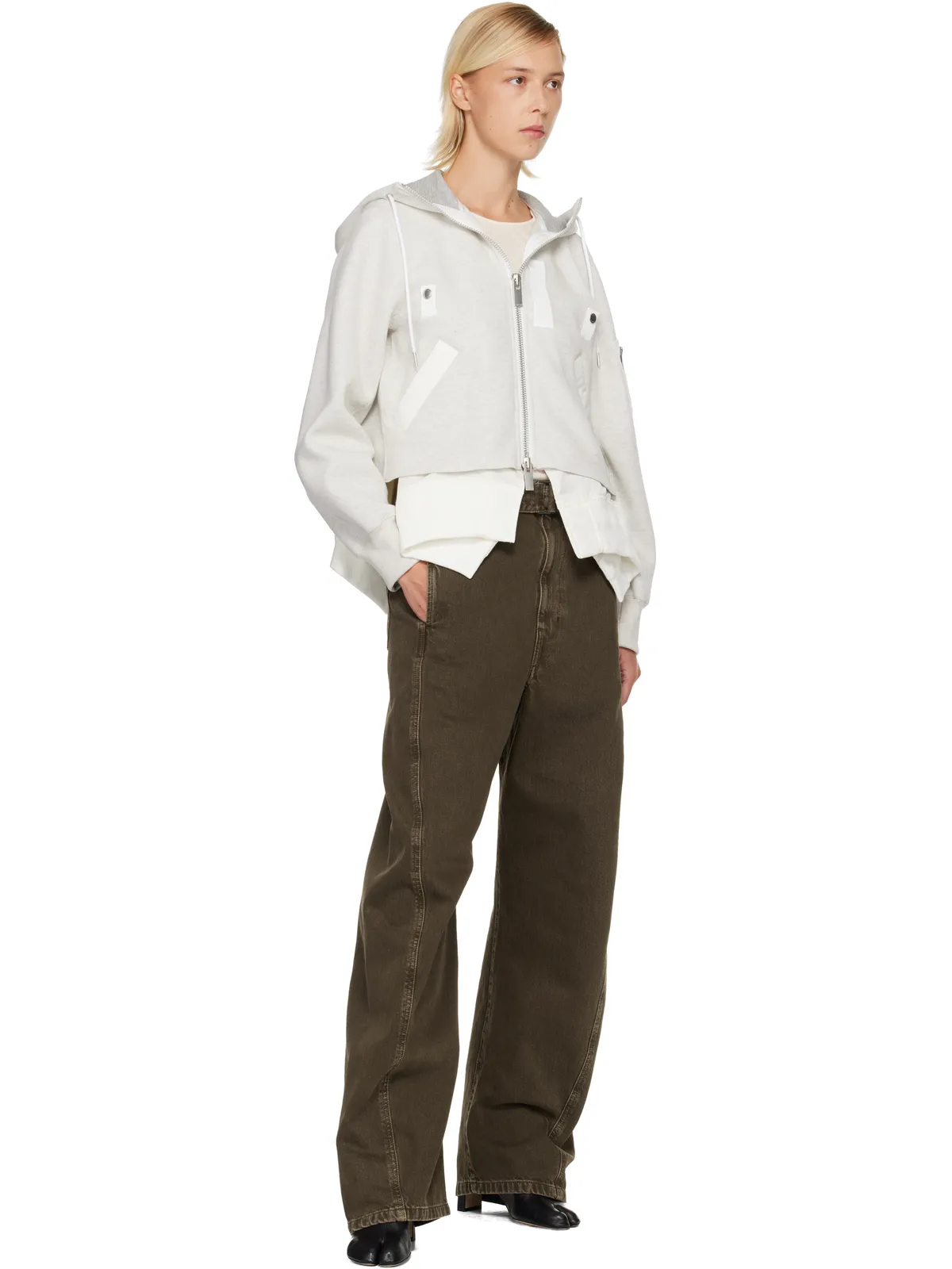 sacai Sponge Sweat & Nylon Twill フーディ - 画像4