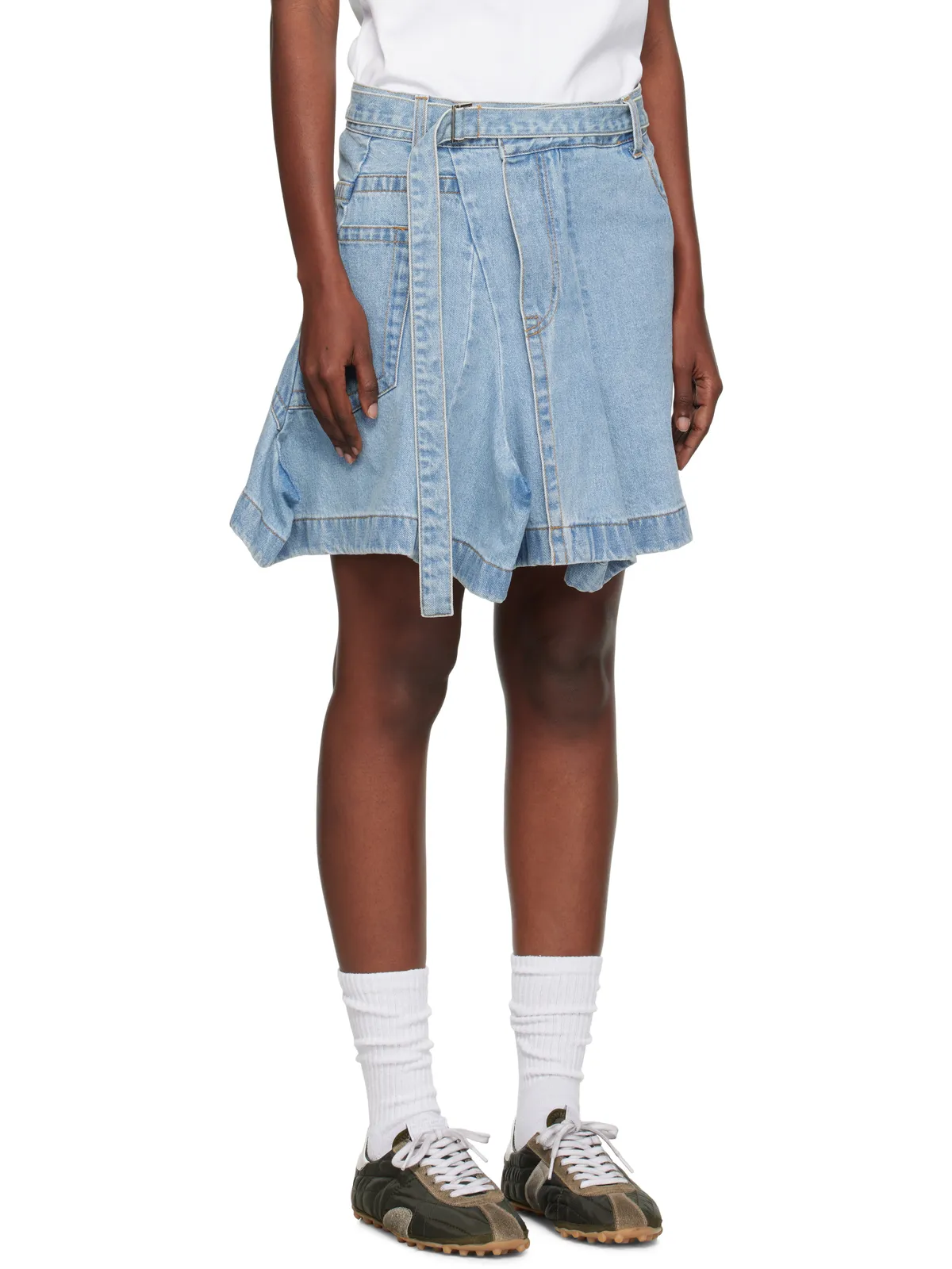 sacai アシンメトリー デニム ミニスカート - 画像2