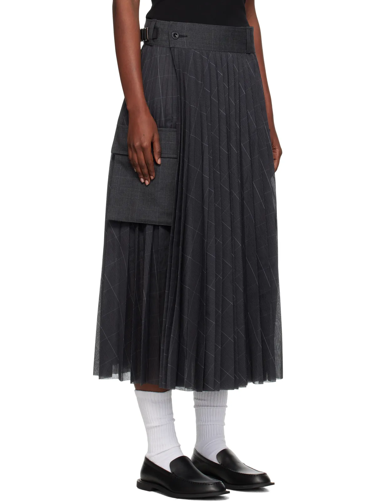 sacai グレンチェック ミディアムスカート - 画像2