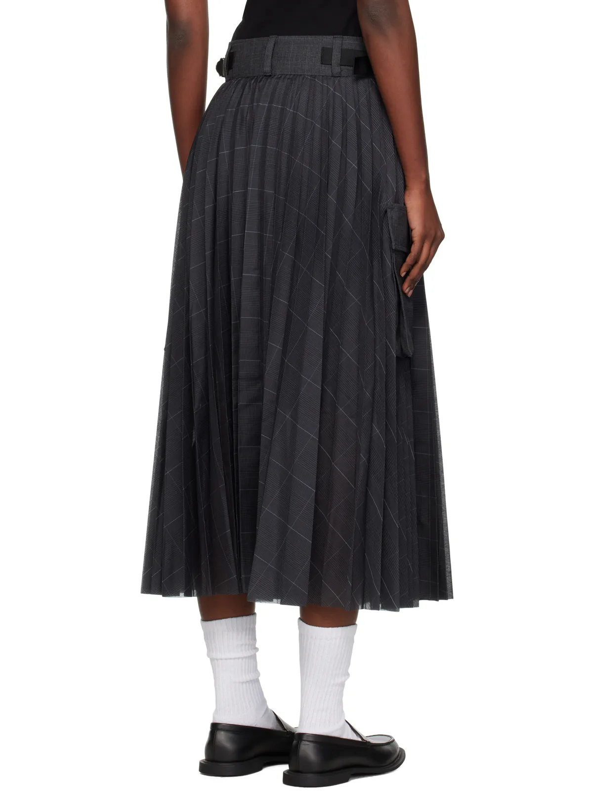 sacai グレンチェック ミディアムスカート - 画像3