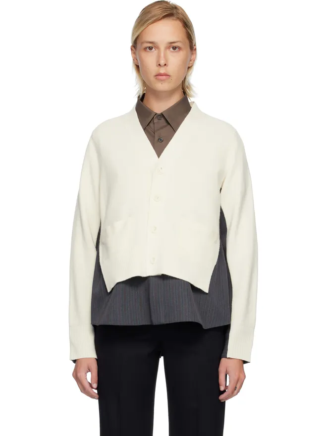 sacai sacai ストライプ ドスキン＆ウールニット カーディガンの商品画像