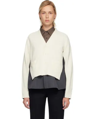 sacai ストライプ ドスキン＆ウールニット カーディガン - サムネイル1