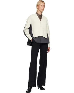 sacai ストライプ ドスキン＆ウールニット カーディガン - サムネイル4