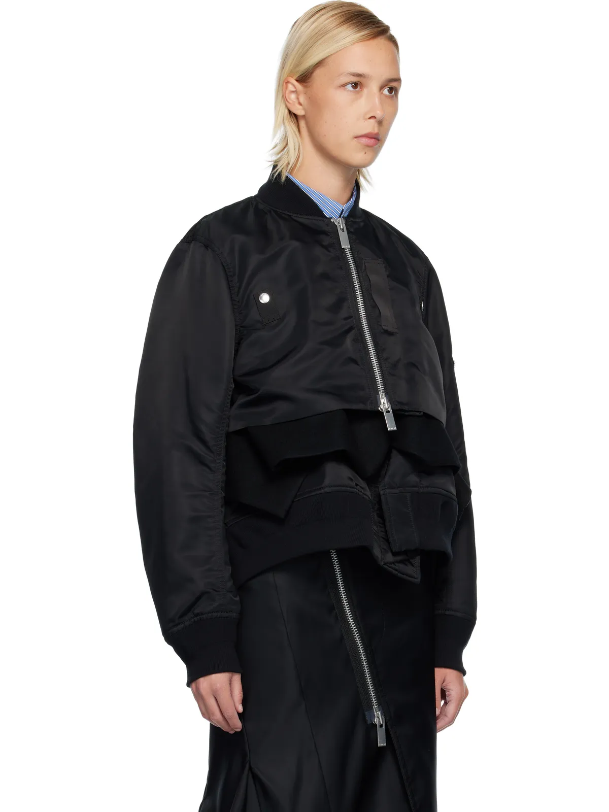 sacai ナイロンツイル＆メルトンウール ブルゾンジャケット - 画像2