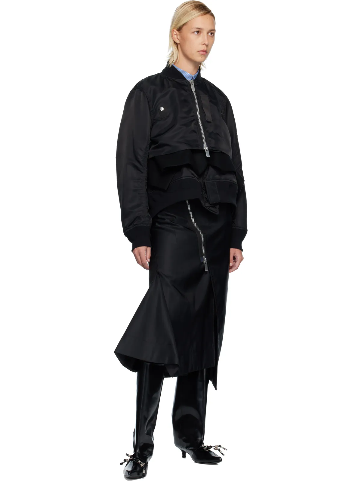 sacai ナイロンツイル＆メルトンウール ブルゾンジャケット - 画像4