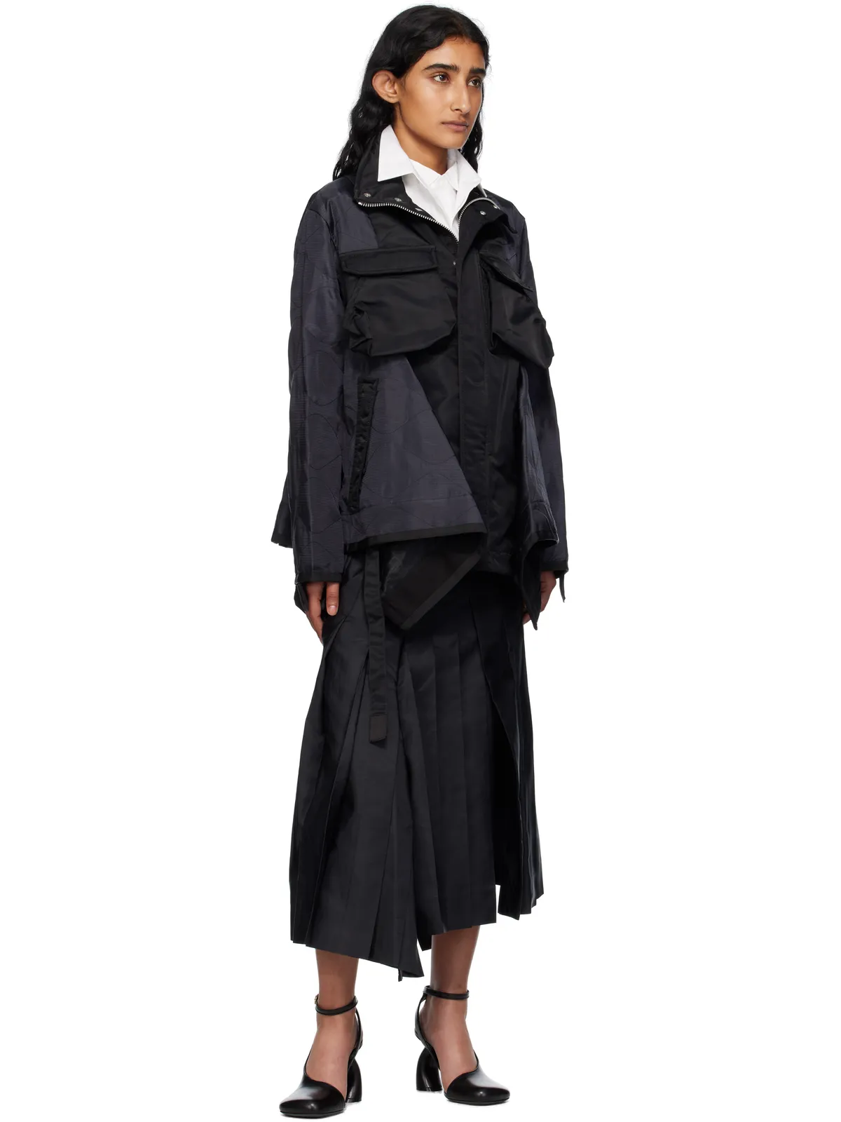 sacai Mix ナイロンツイル コート - 画像4