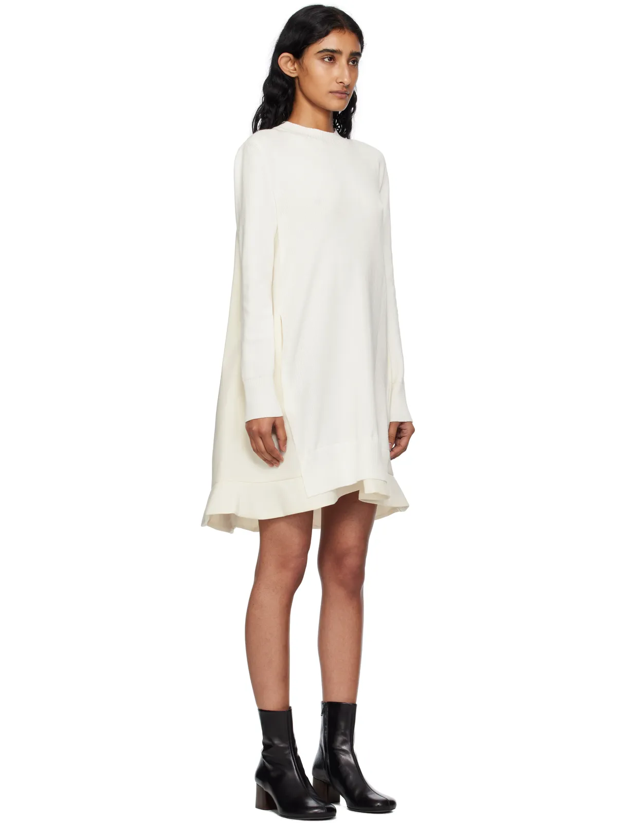 sacai Suiting Mix Knit ミニワンピース - 画像2