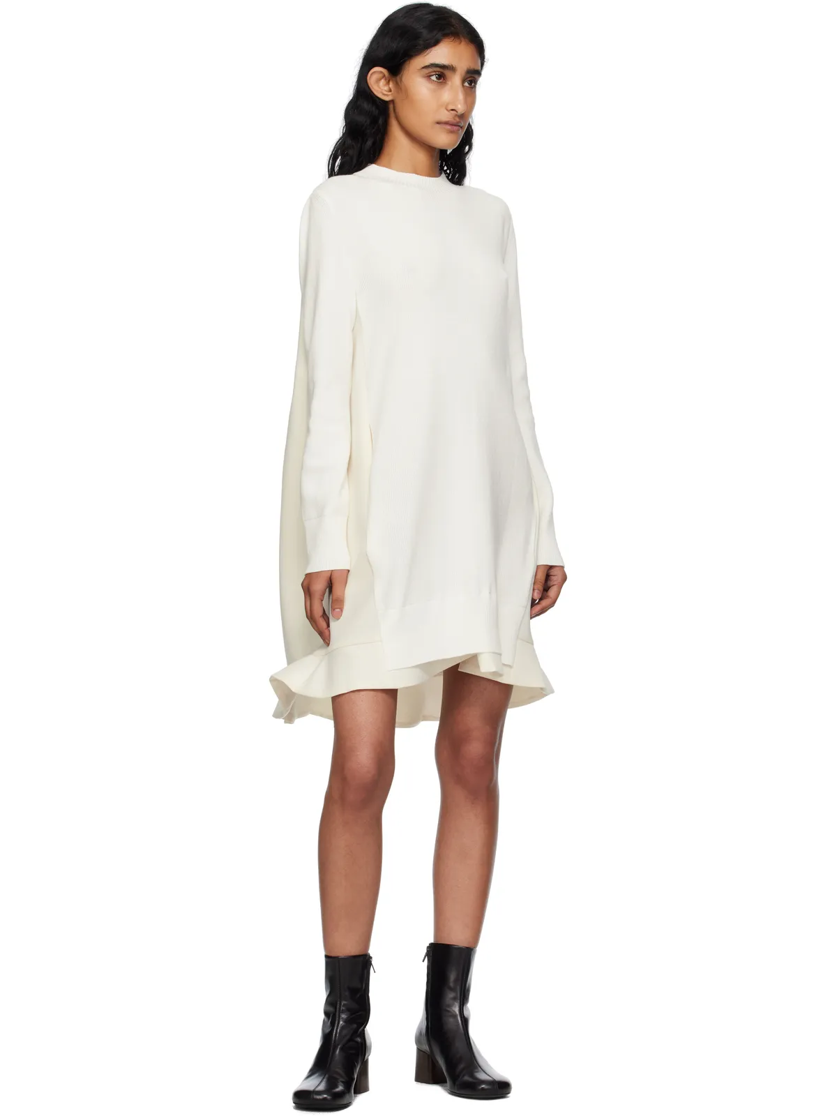 sacai Suiting Mix Knit ミニワンピース - 画像4