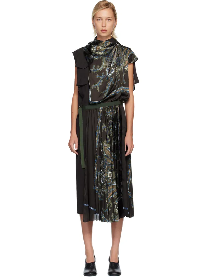 sacai sacai Suiting & Paisley Print ミディアムワンピースの商品画像