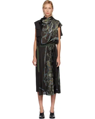 sacai Suiting & Paisley Print ミディアムワンピース - サムネイル1