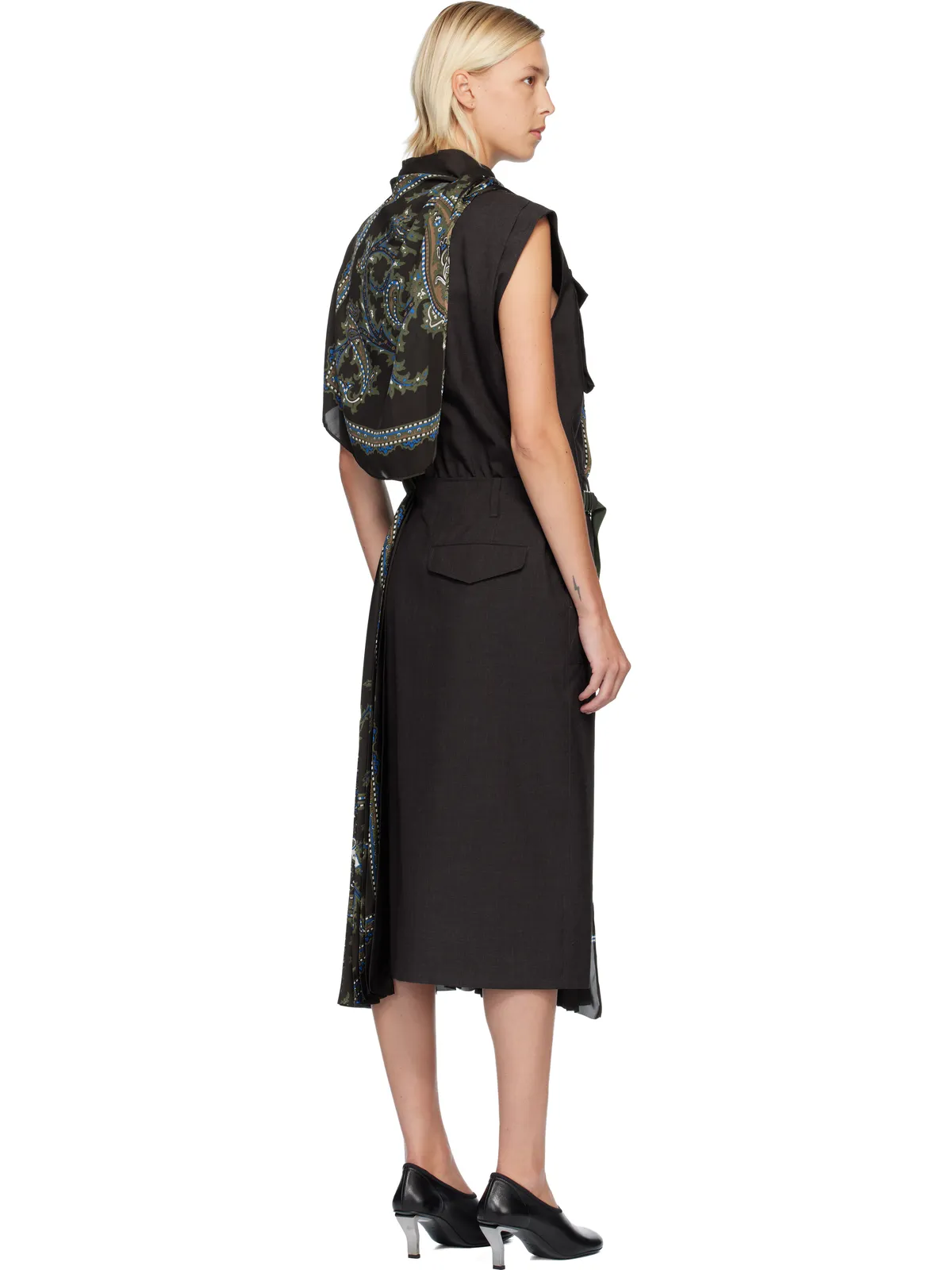 sacai Suiting & Paisley Print ミディアムワンピース - 画像3