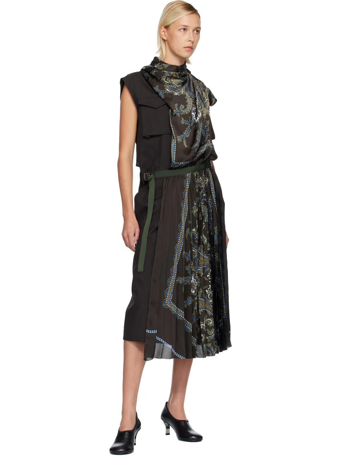 sacai Suiting & Paisley Print ミディアムワンピース - 画像4