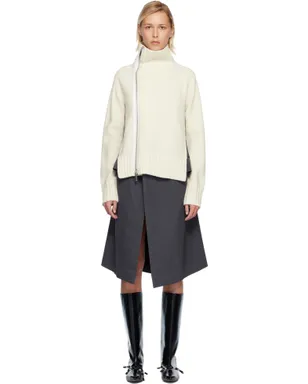 sacai ストライプ ドスキン＆ウールニット ミディアムワンピース - サムネイル1