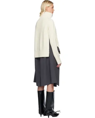 sacai ストライプ ドスキン＆ウールニット ミディアムワンピース - サムネイル3