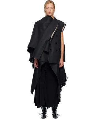 sacai ダブルフェイス プレイド メルトン ベスト - サムネイル1