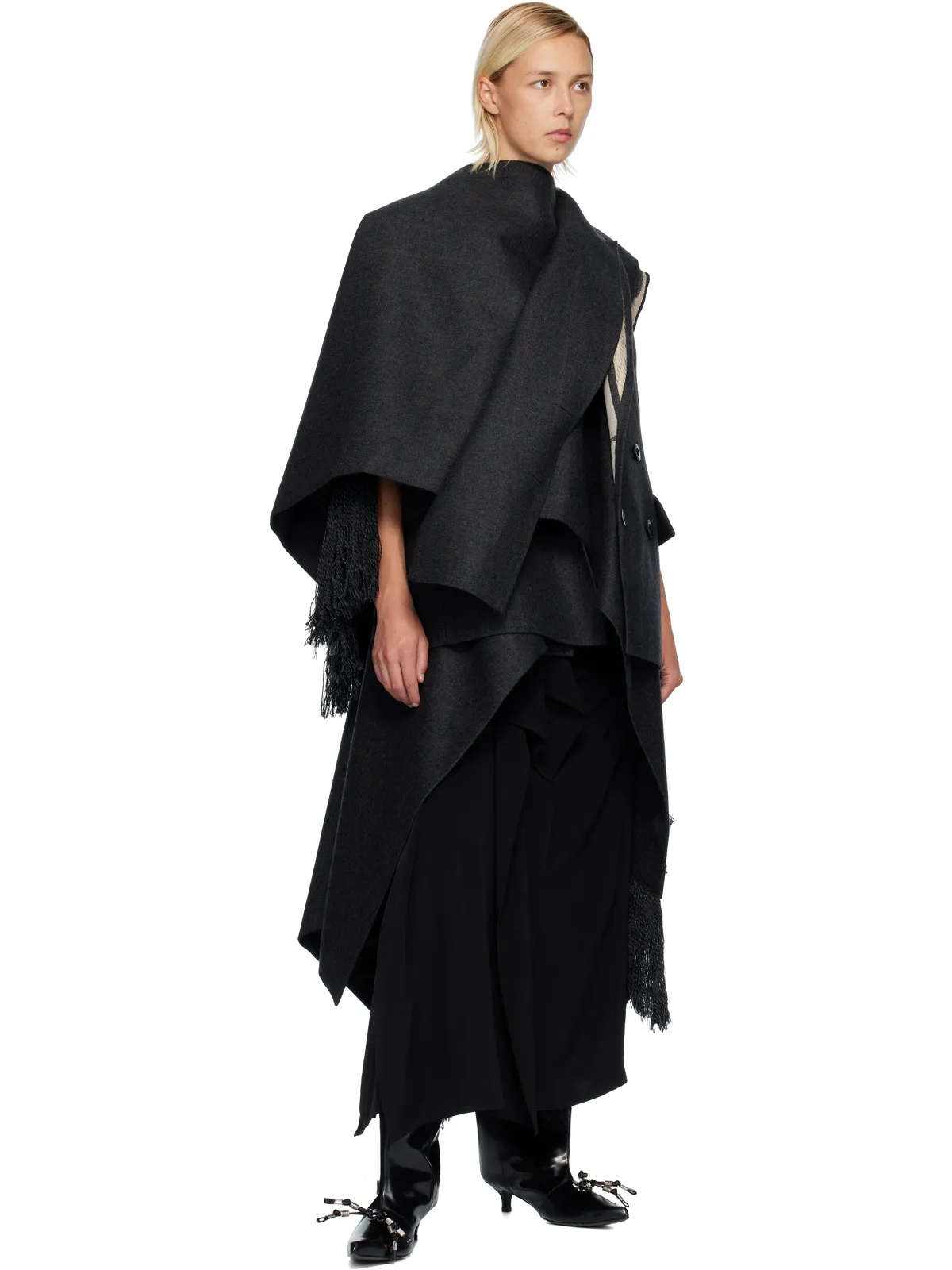 sacai ダブルフェイス プレイド メルトン ベスト - 画像4