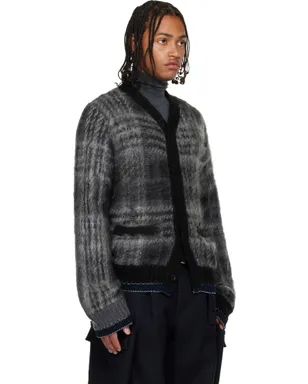 sacai Plaid モヘアニット カーディガン - サムネイル2
