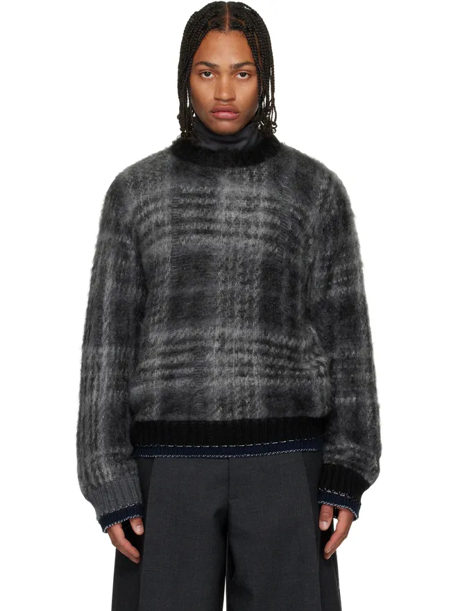 sacai sacai プレイド モヘアニット セーターの商品画像