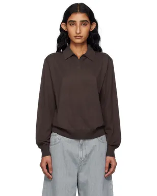 6397 長袖ニットポロシャツ - サムネイル1