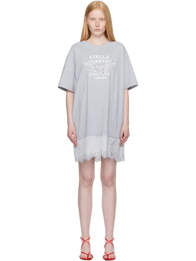 Stella McCartney Stella McCartney Lace-Insert Graphic Tシャツ ミニワンピースの商品画像