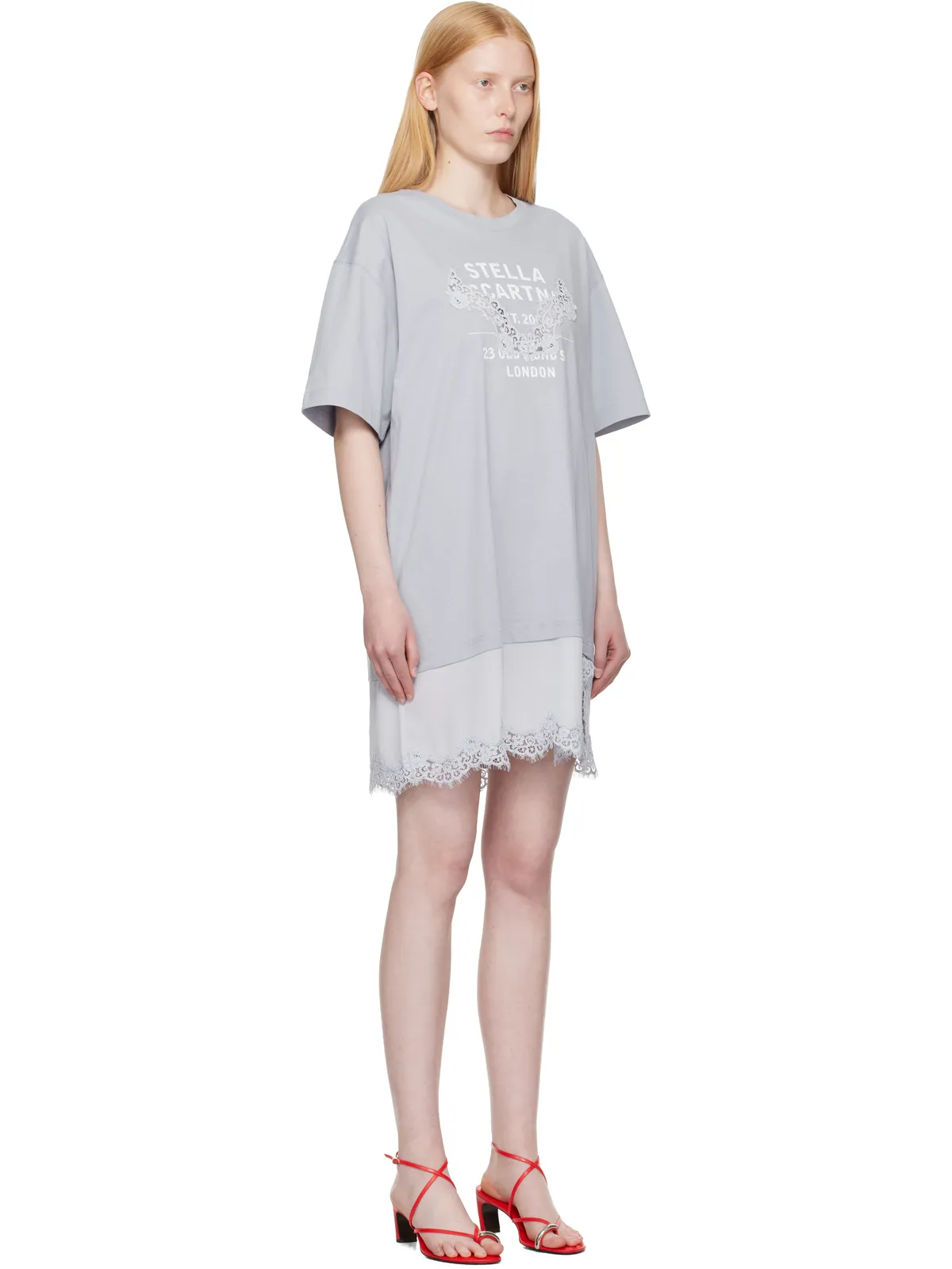 Stella McCartney Lace-Insert Graphic Tシャツ ミニワンピース - 画像2