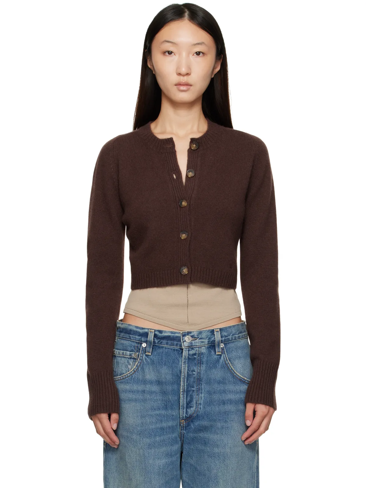 Loulou de Saison Zephir カシミヤ クロップド カーディガン - 画像1
