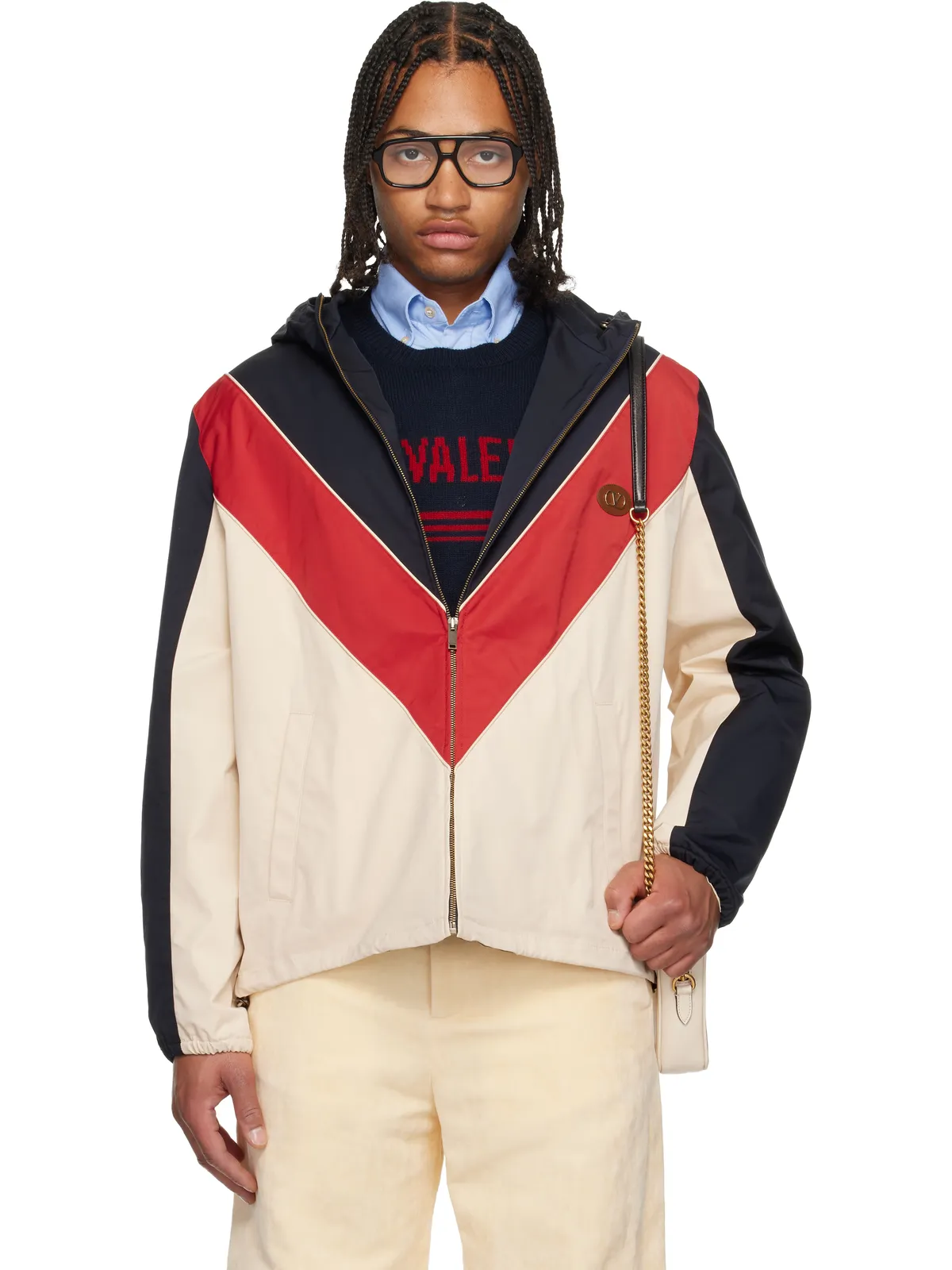 Valentino VLogo Patch フード付き ウインドブレーカー ジャケット - 画像1