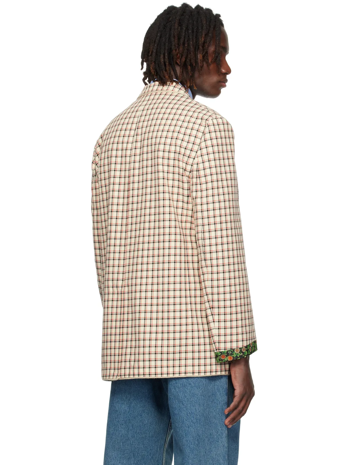 Valentino チェック コットン シングルジャケット - 画像3