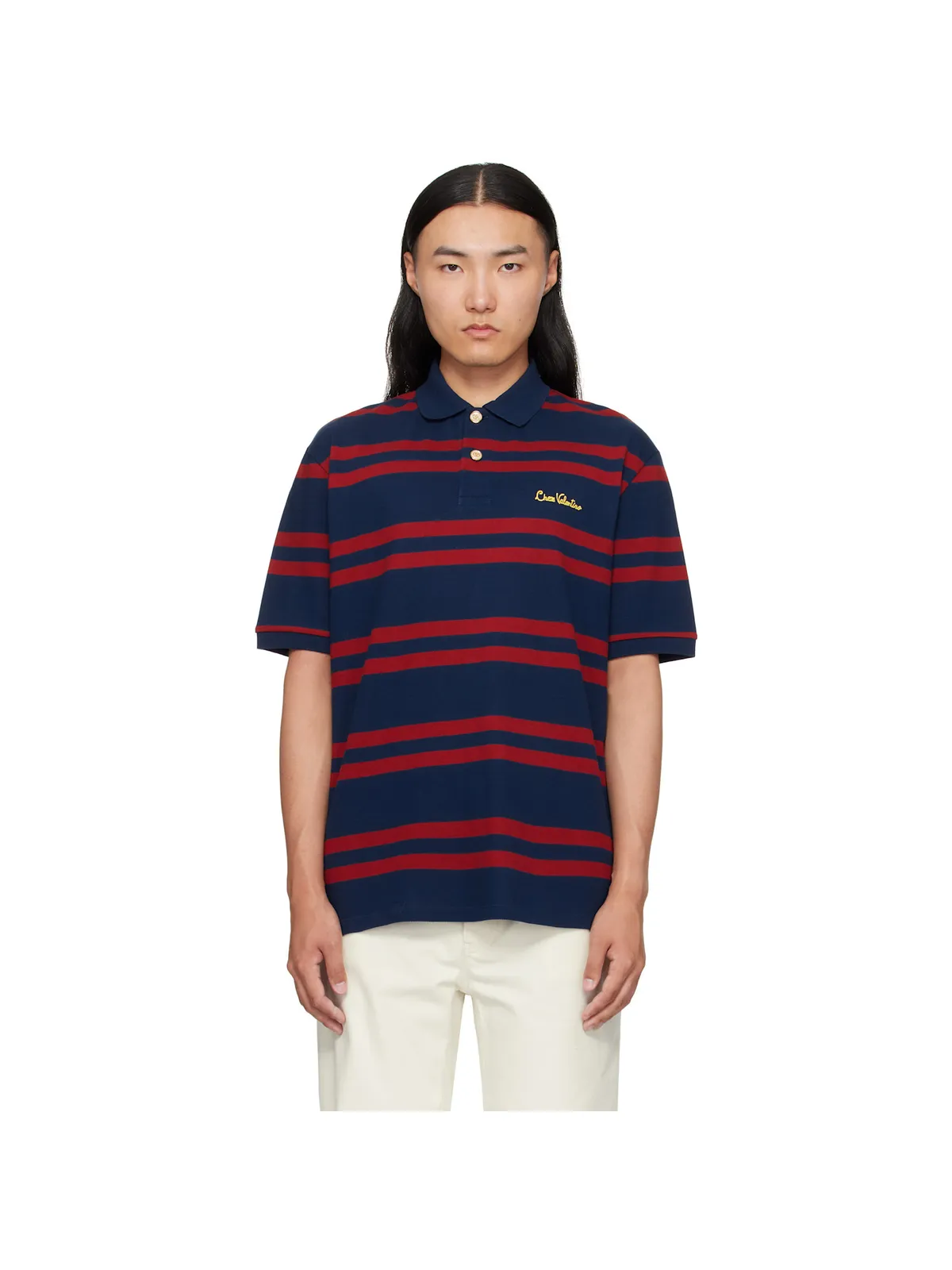 Valentino 'Chez Valentino' Embroidery コットンピケ ポロシャツ - 画像1
