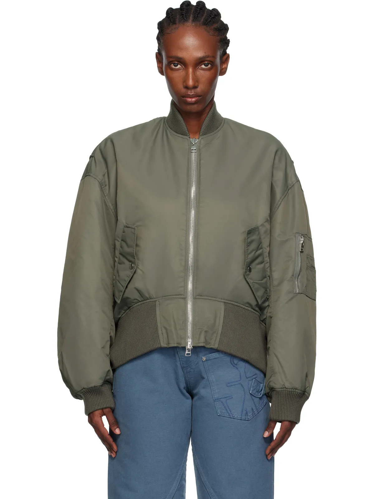 JW Anderson オーバーサイズ カーブドヘム ボンバージャケット - 画像1