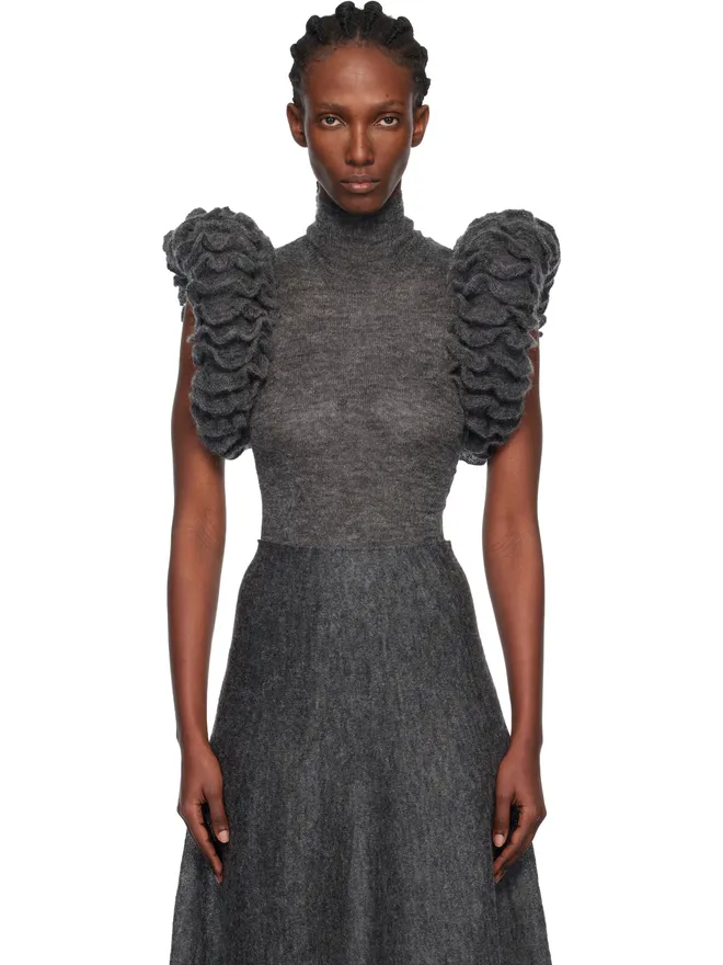 ALAÏA ALAÏA Sculptural ラッフル モヘアニット ボディスーツの商品画像