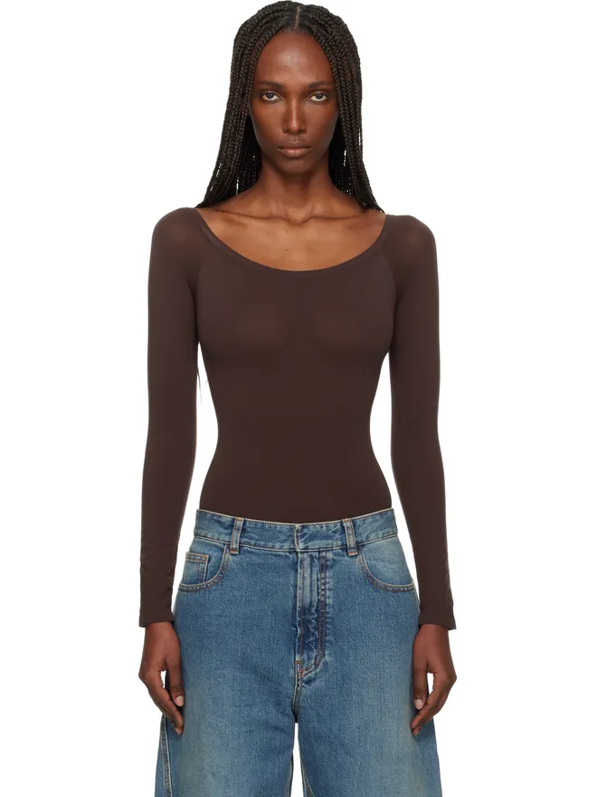 ALAÏA ALAÏA セカンドスキンニット オフショルダー ボディスーツの商品画像