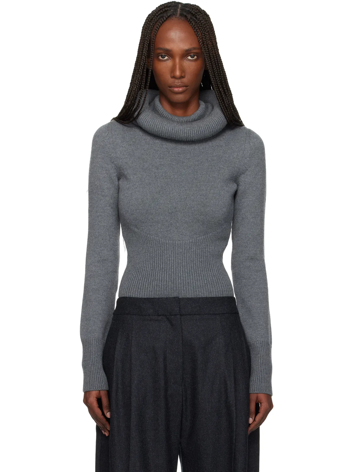 ALAÏA Sculptural Hood リブニット タートルネック - 画像1
