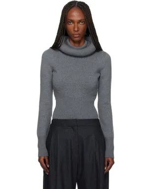 ALAÏA Sculptural Hood リブニット タートルネック - サムネイル1