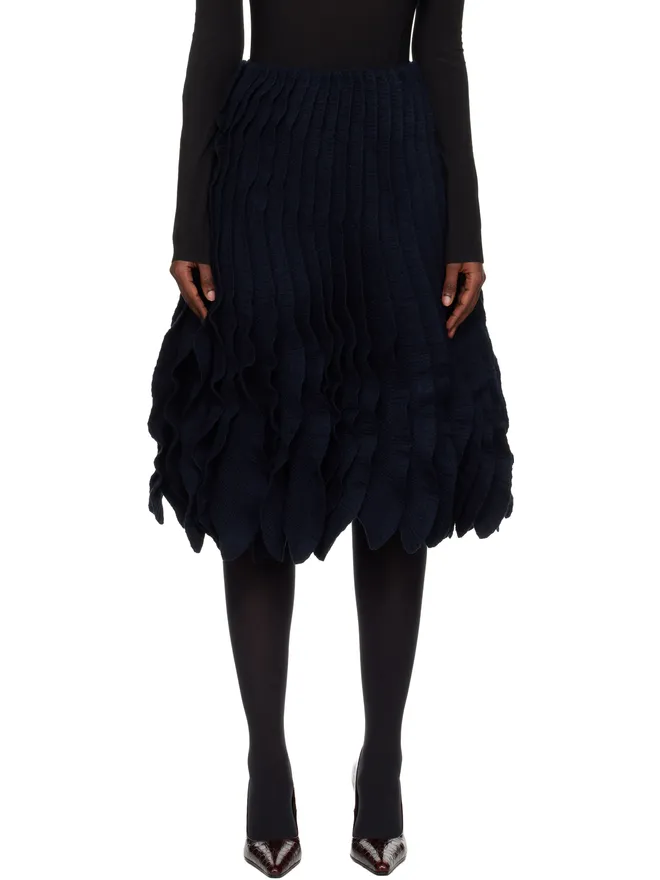 ALAÏA ALAÏA ツイードニット ラッフル ミディアムスカートの商品画像
