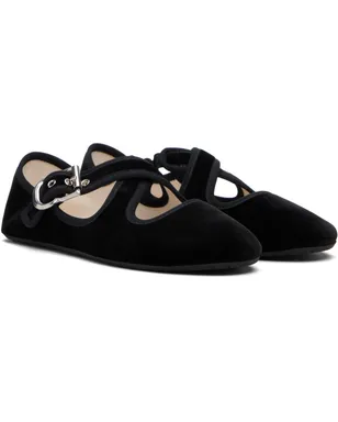 ALAÏA クリスクロス ベルベット フラットシューズ - サムネイル4
