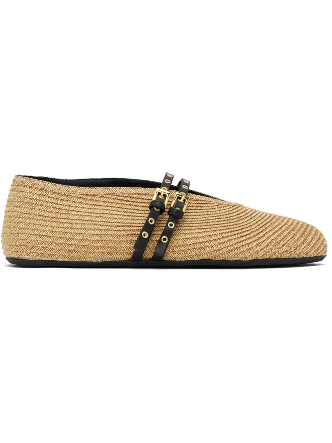 ALAÏA ALAÏA ペーパーストロー フラットシューズの商品画像