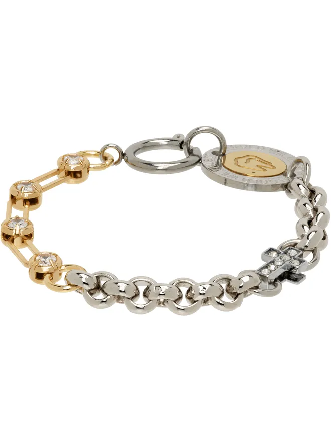IN GOLD WE TRUST PARIS IN GOLD WE TRUST PARIS Rolo & Crystal Chains Cross Charms ロゴ ブレスレットの商品画像