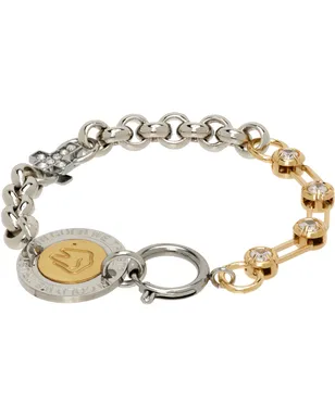 IN GOLD WE TRUST PARIS Rolo & Crystal Chains Cross Charms ロゴ ブレスレット - サムネイル2
