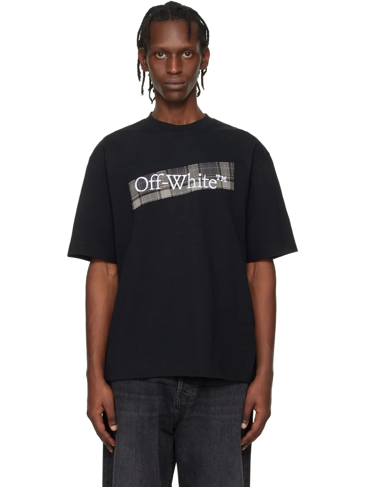OFF-WHITE Flannel Diagonal Skate ロゴ Tシャツ - 画像1