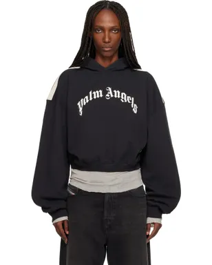 Palm Angels カーブドロゴ トラック クロップ フーディ - サムネイル1