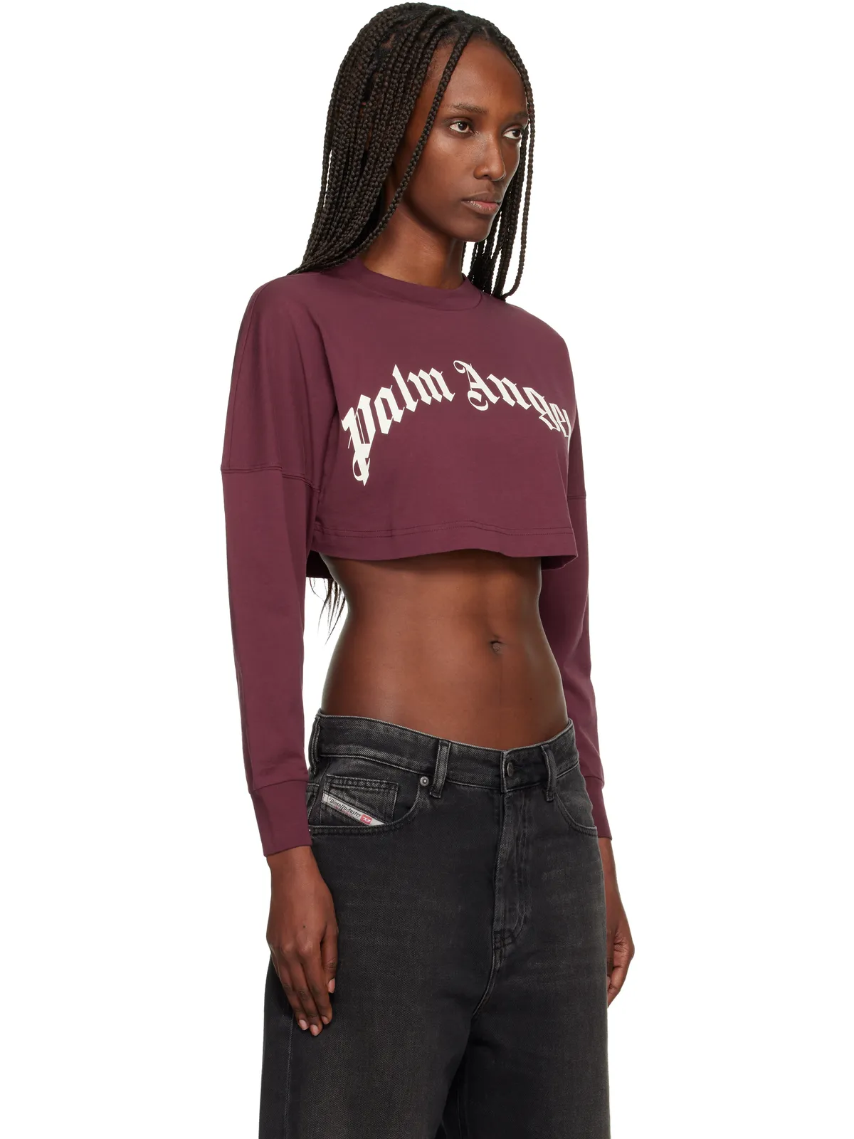 Palm Angels カーブドロゴ クロップ Tシャツ - 画像2