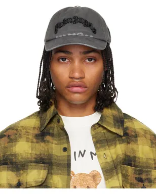Palm Angels カーブドロゴ ディストレス キャップ - サムネイル1