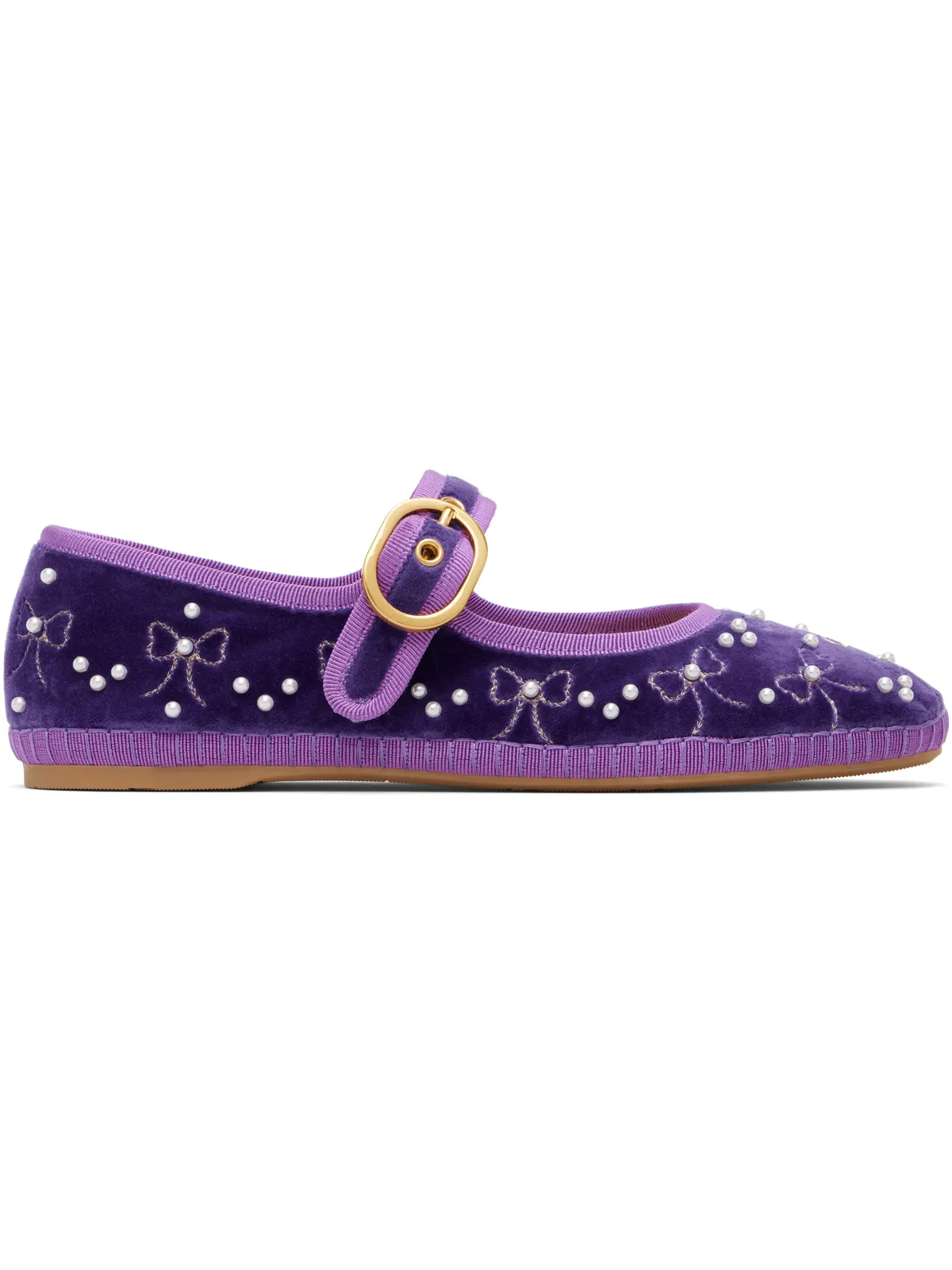 Valentino Garavani Mary-Jane Endouce ベルベット バレエシューズ - 画像1